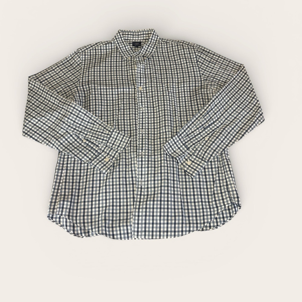 J. Crew men’s blue and White Checkered Casual Shirt size L